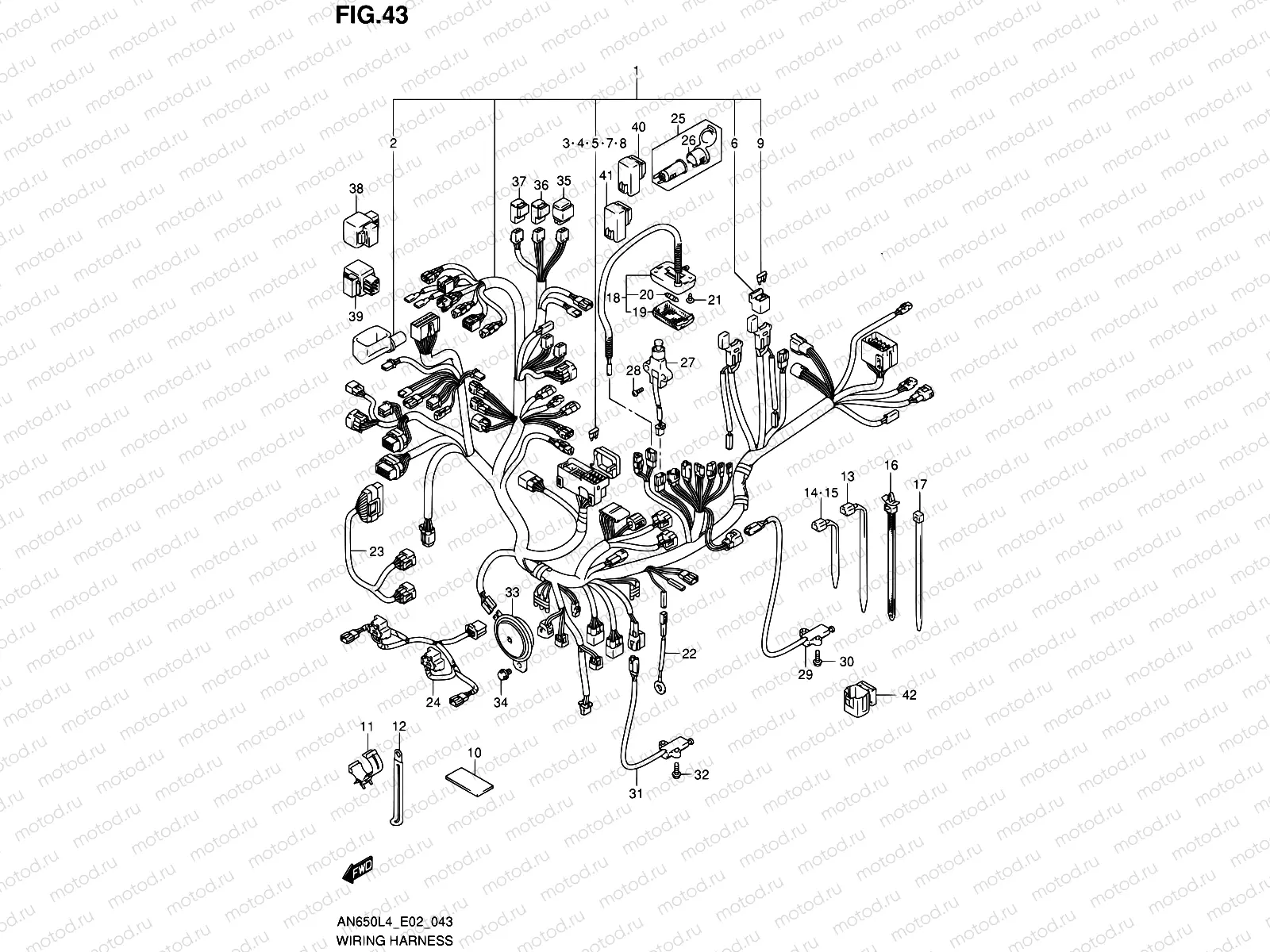43 - WIRING HARNESS (AN650L4 E19)