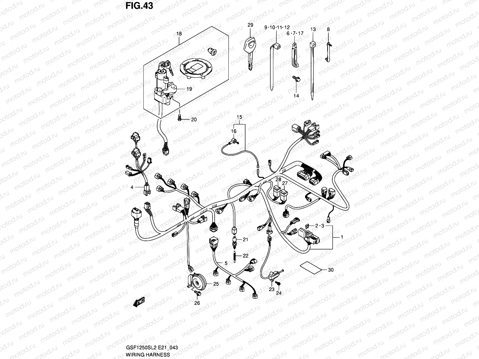 43 - WIRING HARNESS (GSF1250SL2 E21)