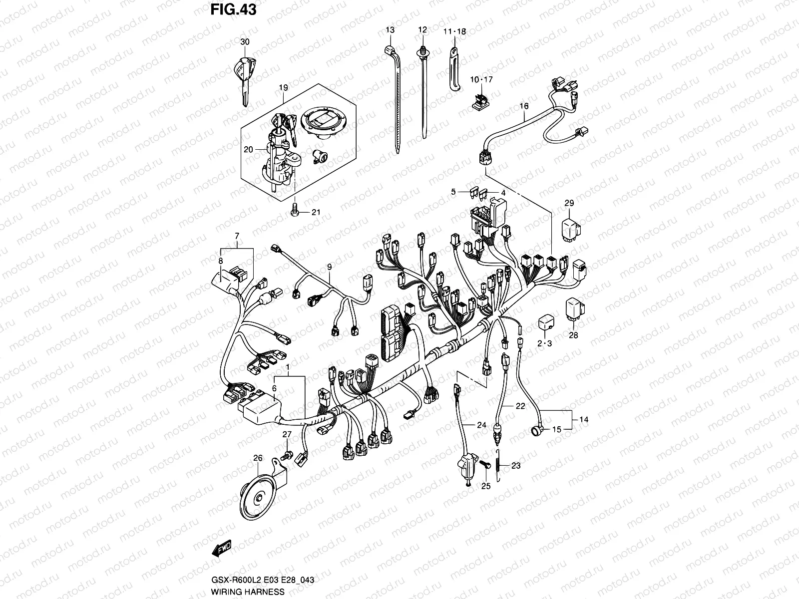 43 - WIRING HARNESS (GSX-R600L2 E33)