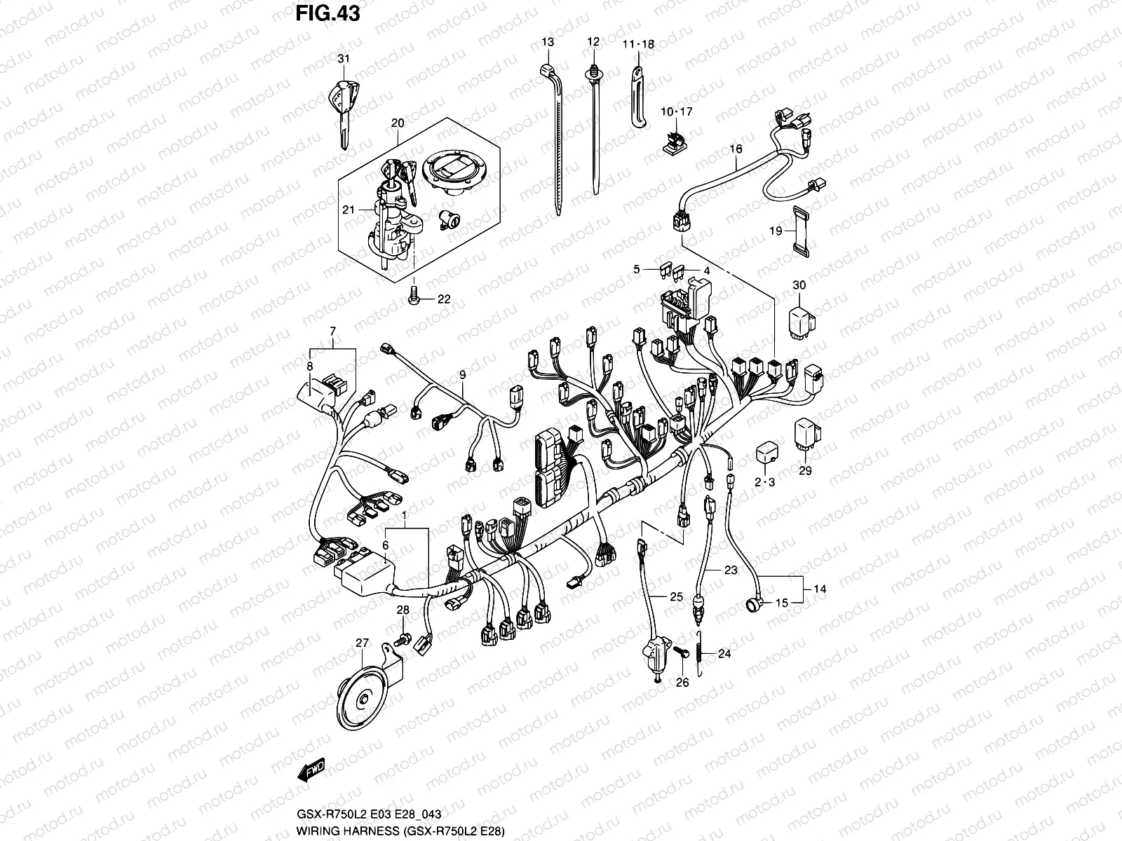 43 - WIRING HARNESS (GSX-R750L2 E28)