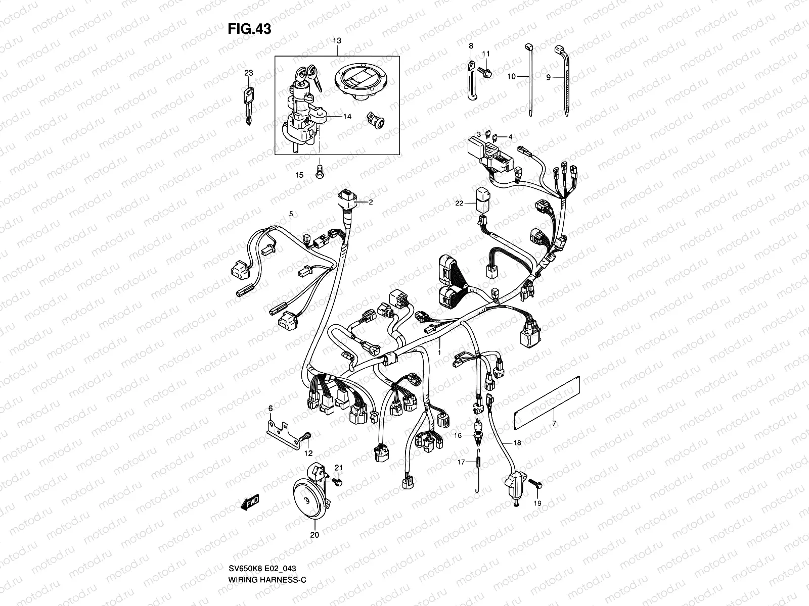 43 - WIRING HARNESS (SV650SK8/SK9/SUK8/SUK9/SL0/SUL0)