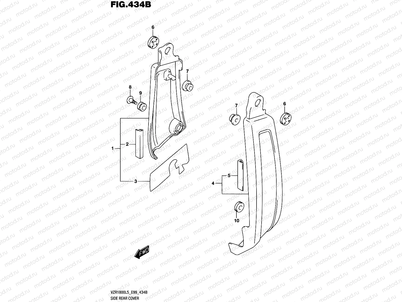 434B - SIDE REAR COVER (VZR1800BZL5 E99)
