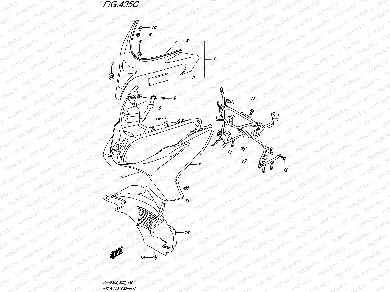 435C - FRONT LEG SHIELD (AN400AL5 E19)