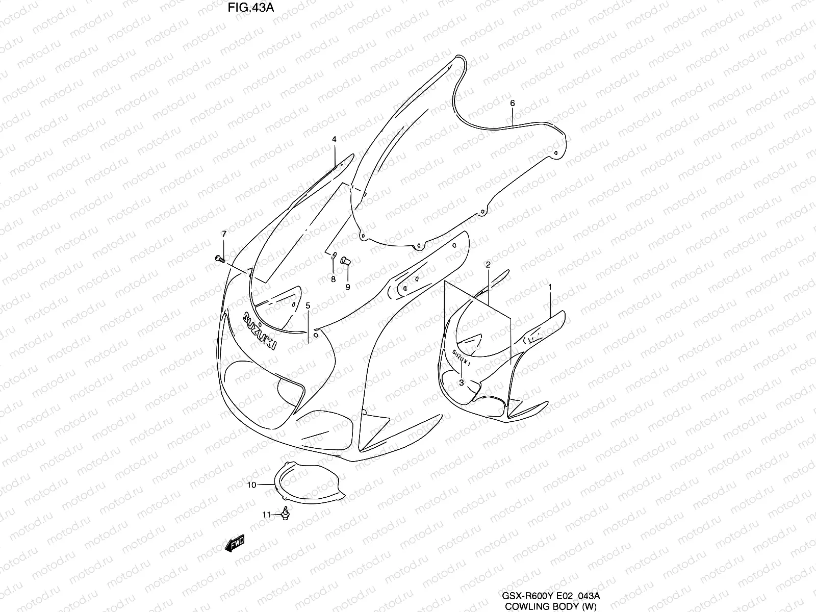 43A - COWLING BODY (MODEL W)