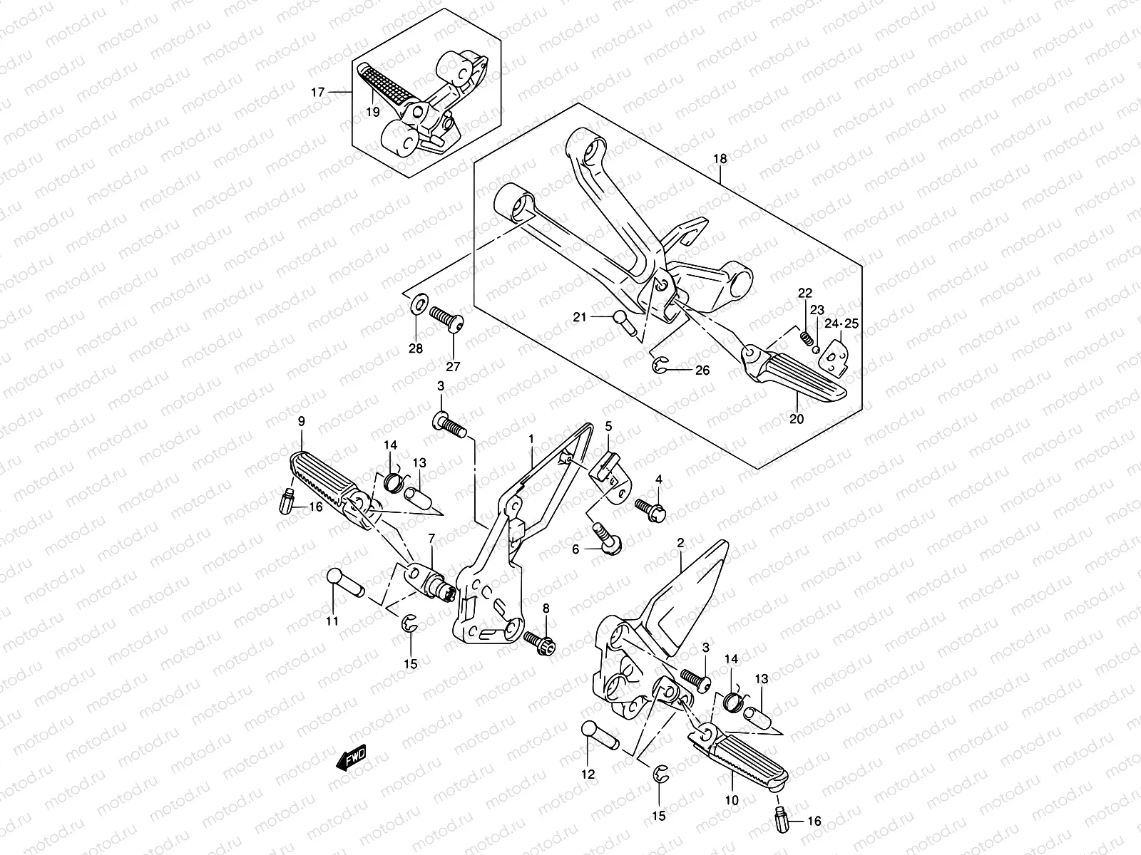 43A - FOOTREST (MODEL K4/K5/K6/K7)