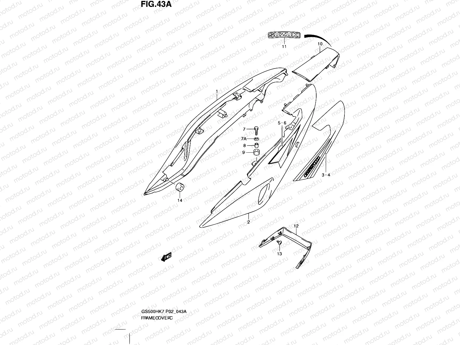 43A - FRAME COVER (MODEL K8)