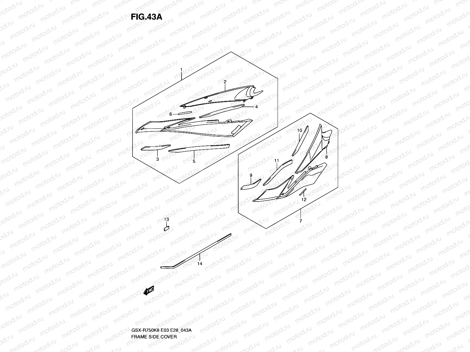 43A - FRAME SIDE COVER (MODEL K9/L0)