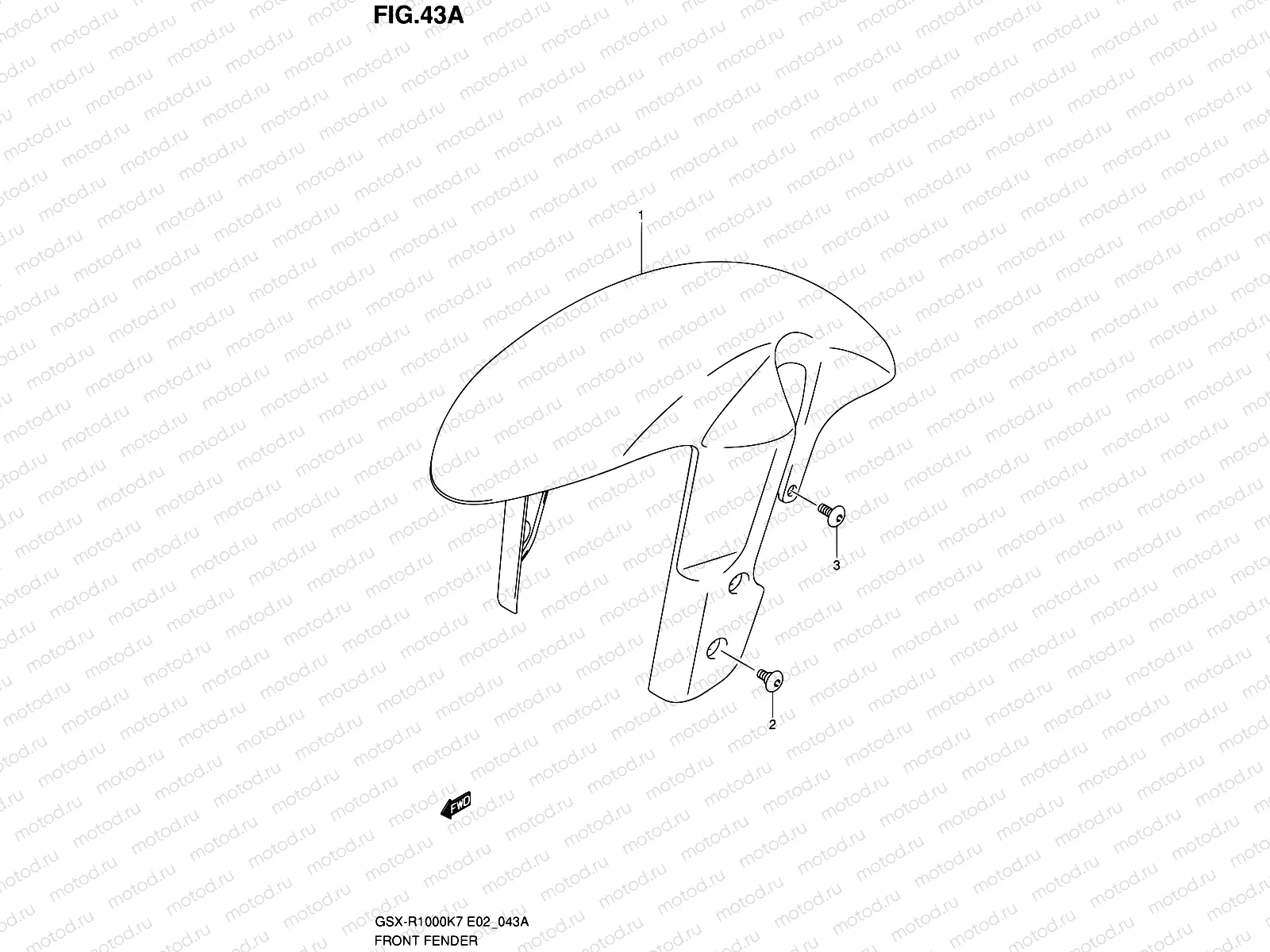 43A - FRONT FENDER (GSX-R1000K8 E02,E19,U2E19,E24,E51,P37)
