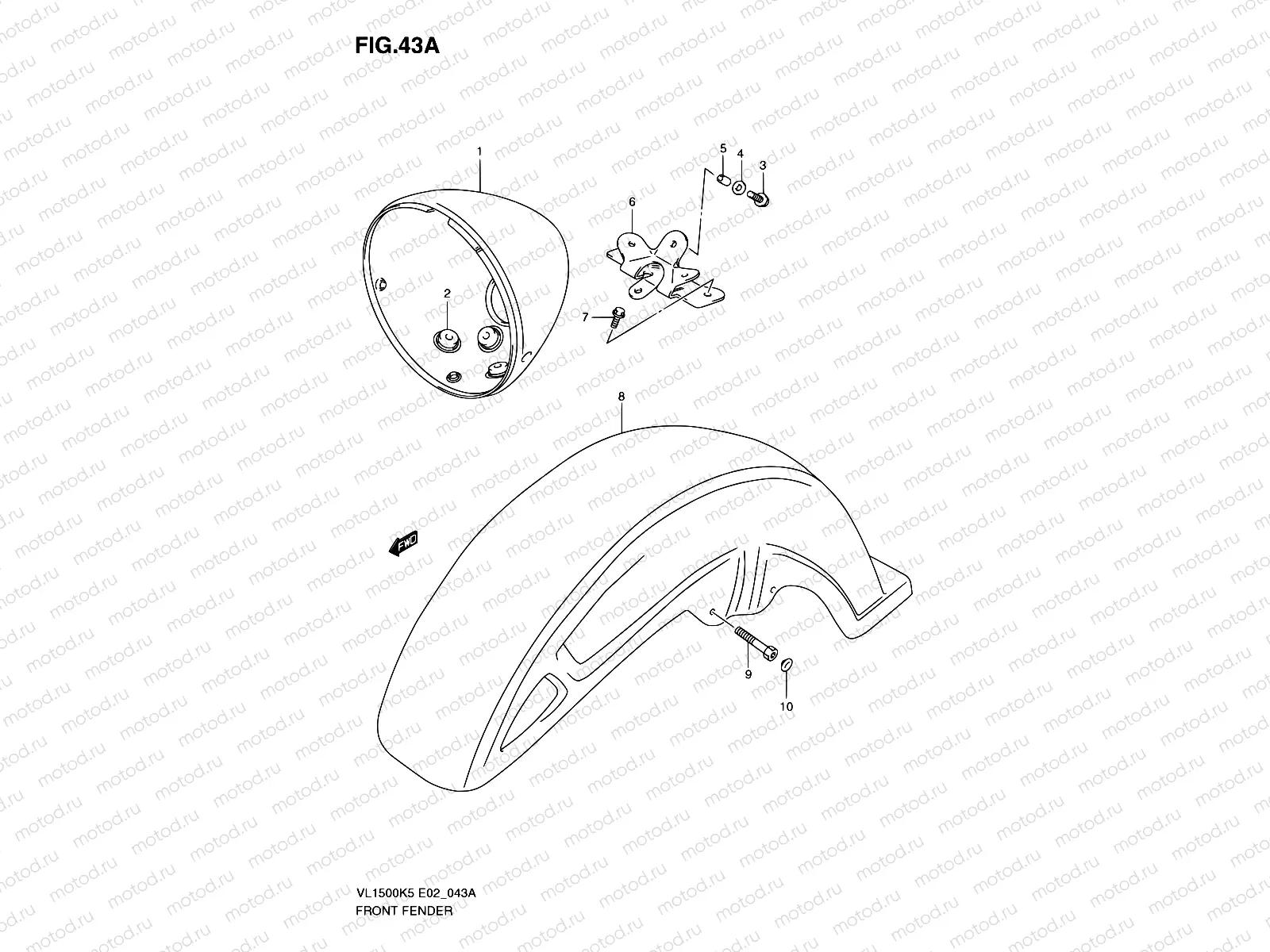 43A - FRONT FENDER (MODEL K9)