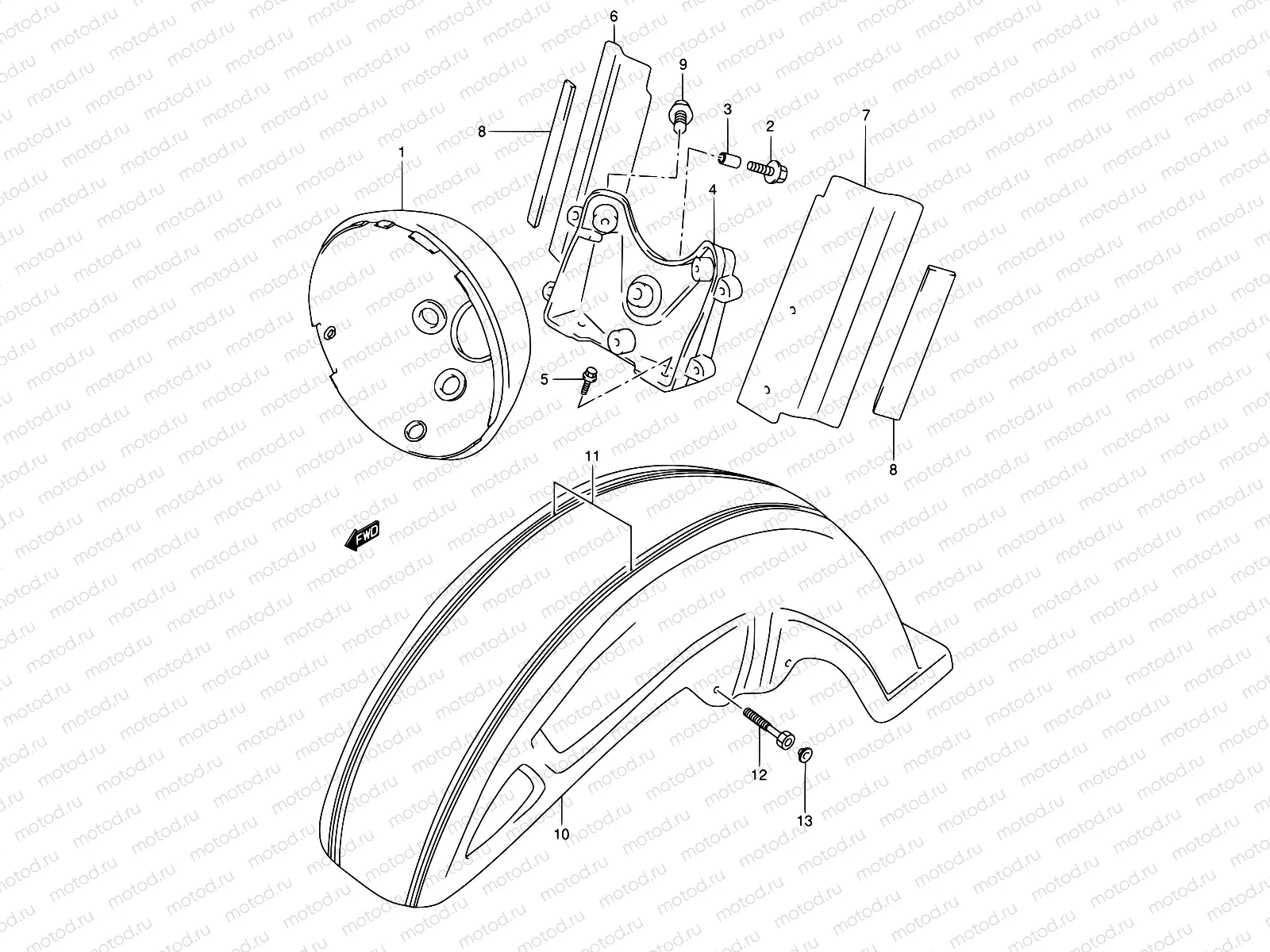 43A - FRONT FENDER (MODEL Y/K1)