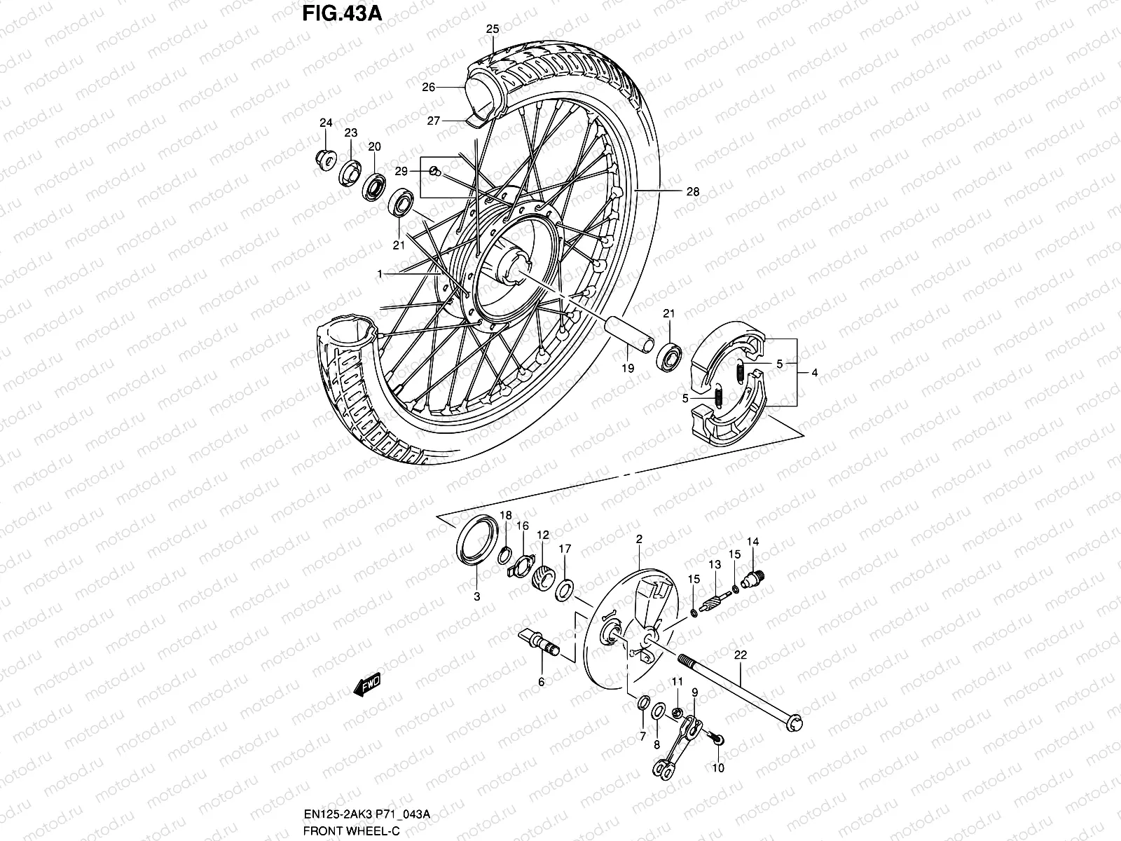 43A - FRONT WHEEL (EN125HUK4/HUZK6/HUK7)