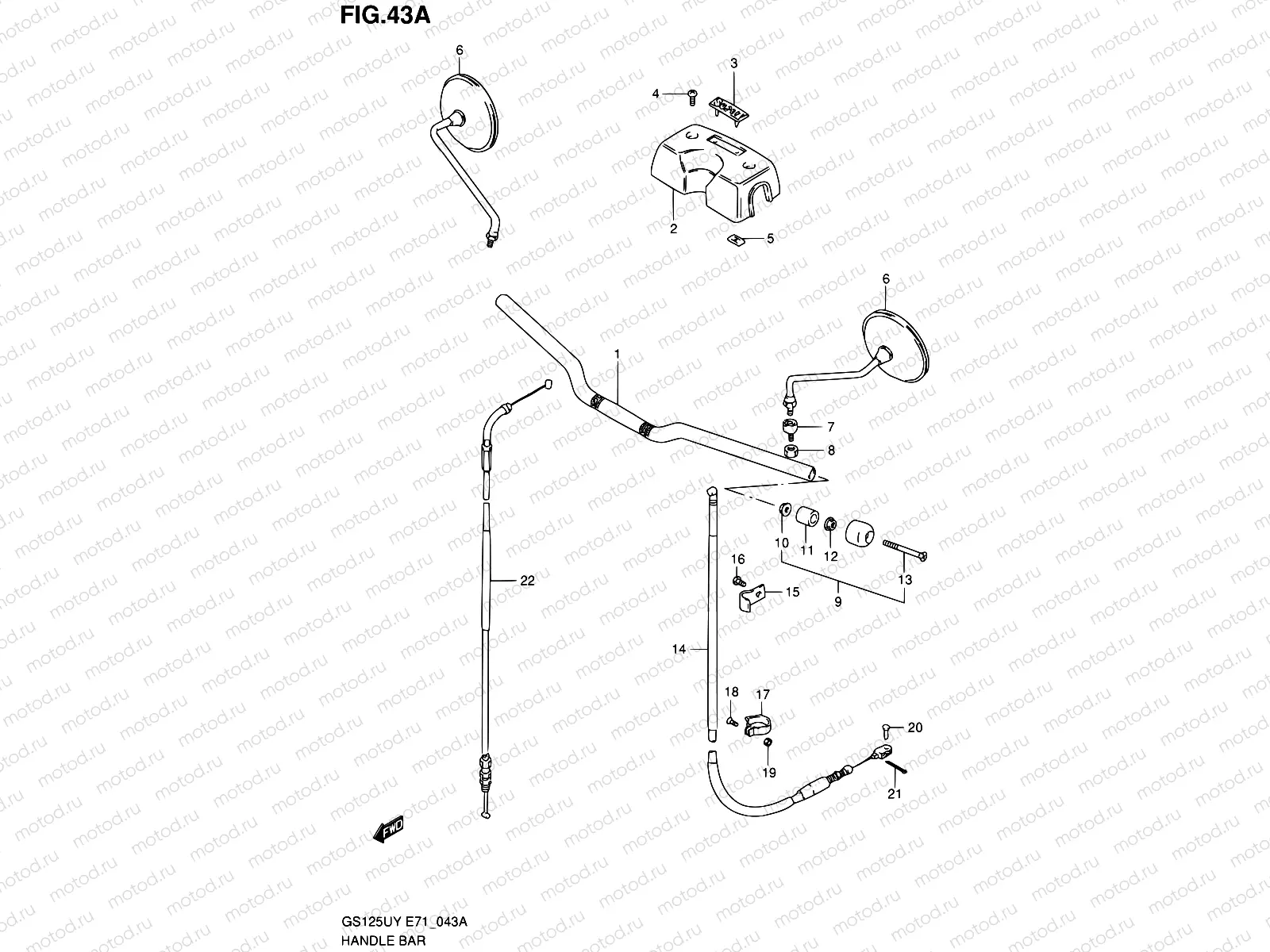 43A - HANDLEBAR - FRONT CABLE (GS125SX/SUX)