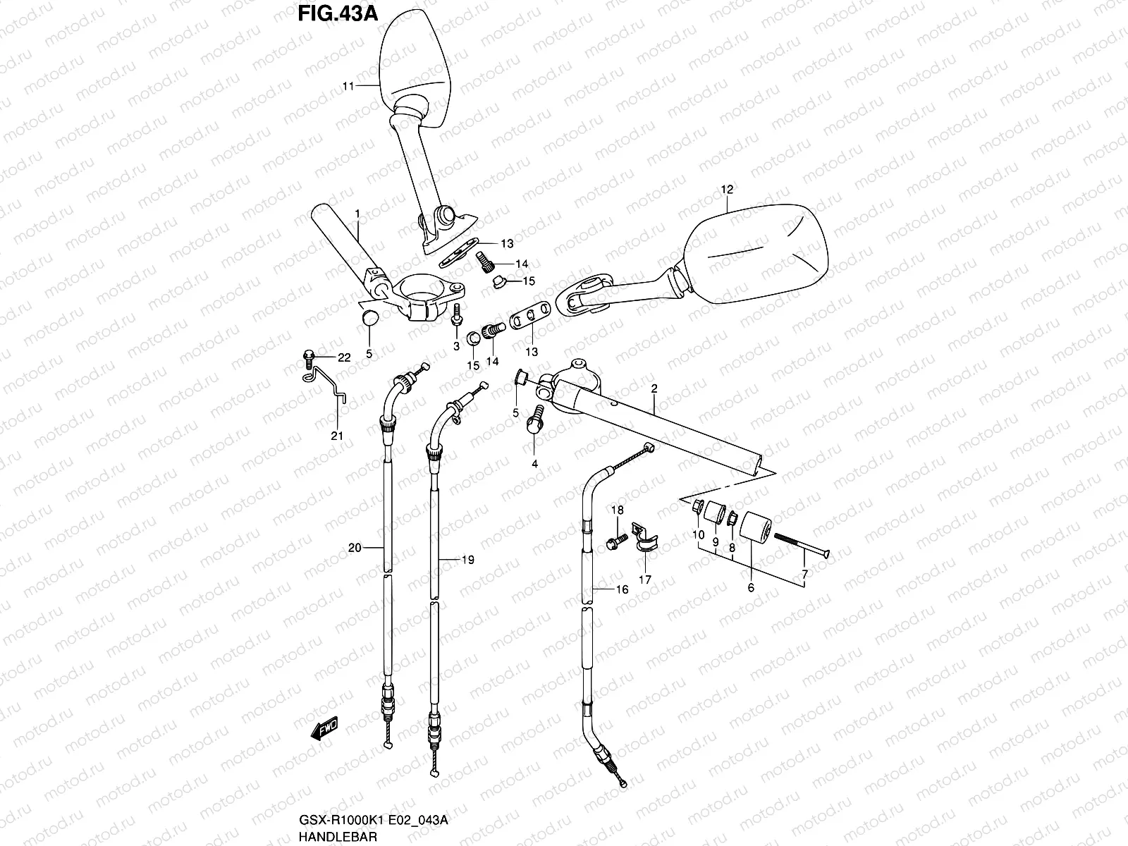 43A - HANDLEBAR (GSX-R1000K2)