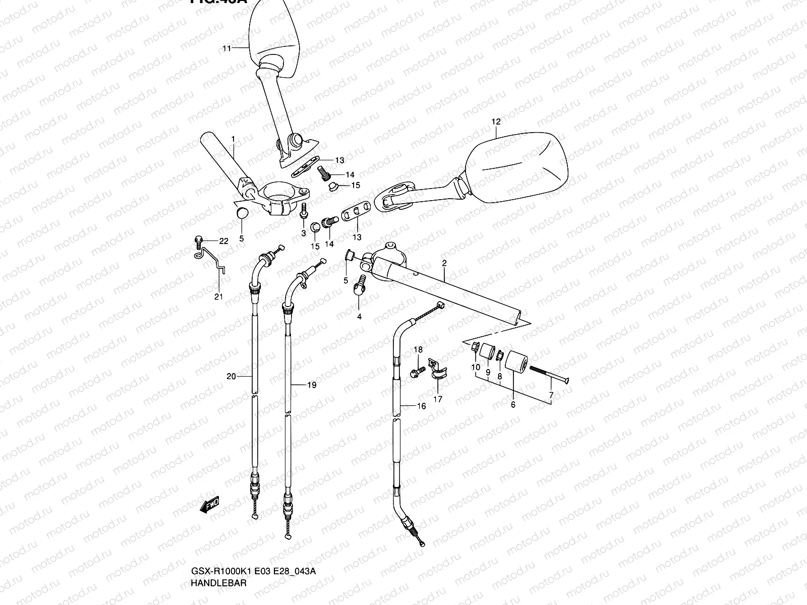 43A - HANDLEBAR (GSX-R1000K2)