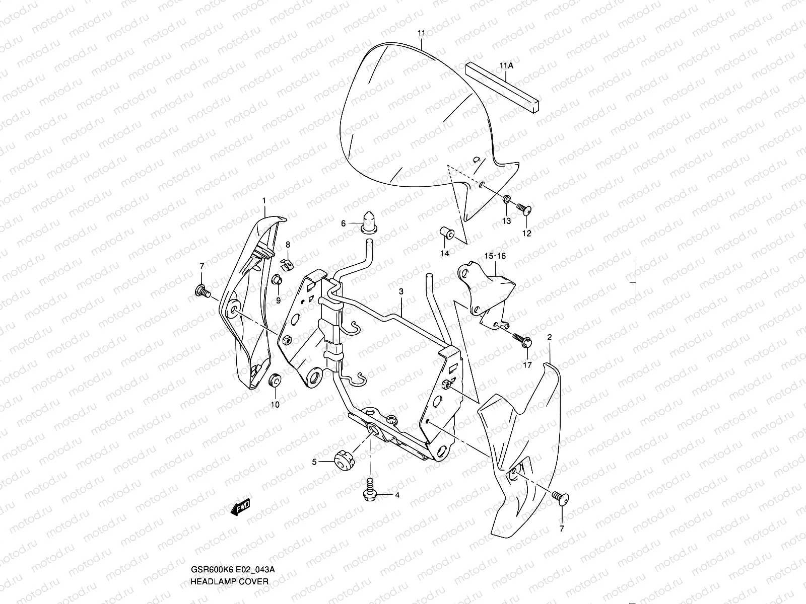 43A - HEADLAMP COVER (MODEL K8)