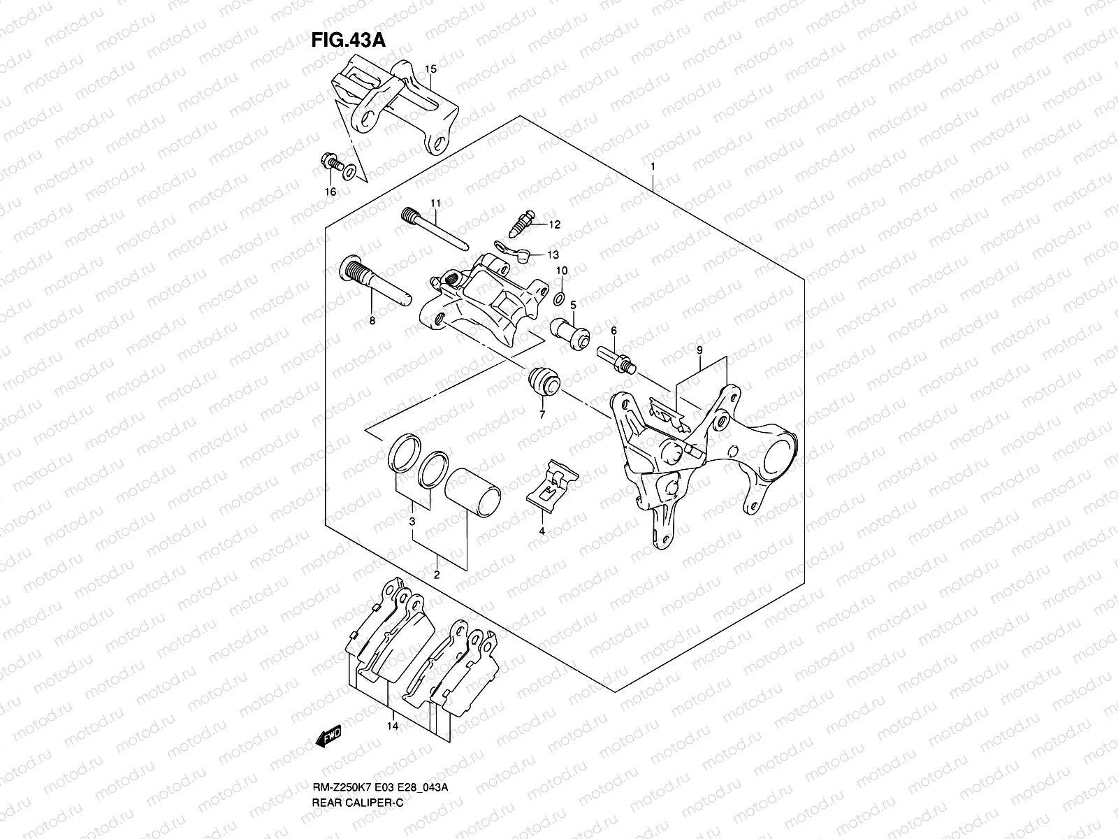 43A - REAR CALIPER (MODEL K8/K9)