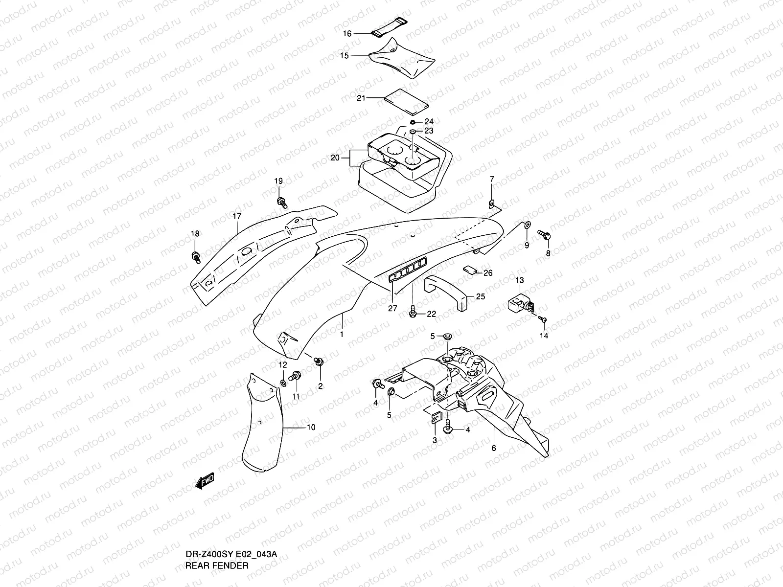 43A - REAR FENDER (MODEL K2/K3)