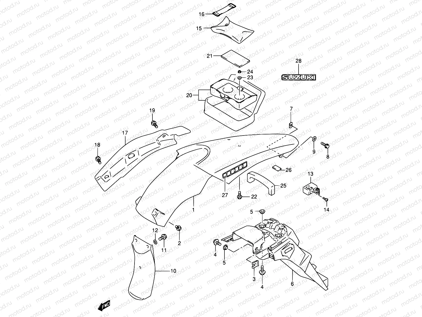 43A - REAR FENDER (MODEL K2/K3/K4)
