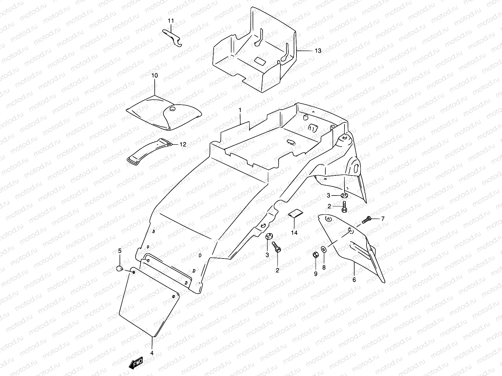 43A - REAR FENDER (MODEL T/V/W)