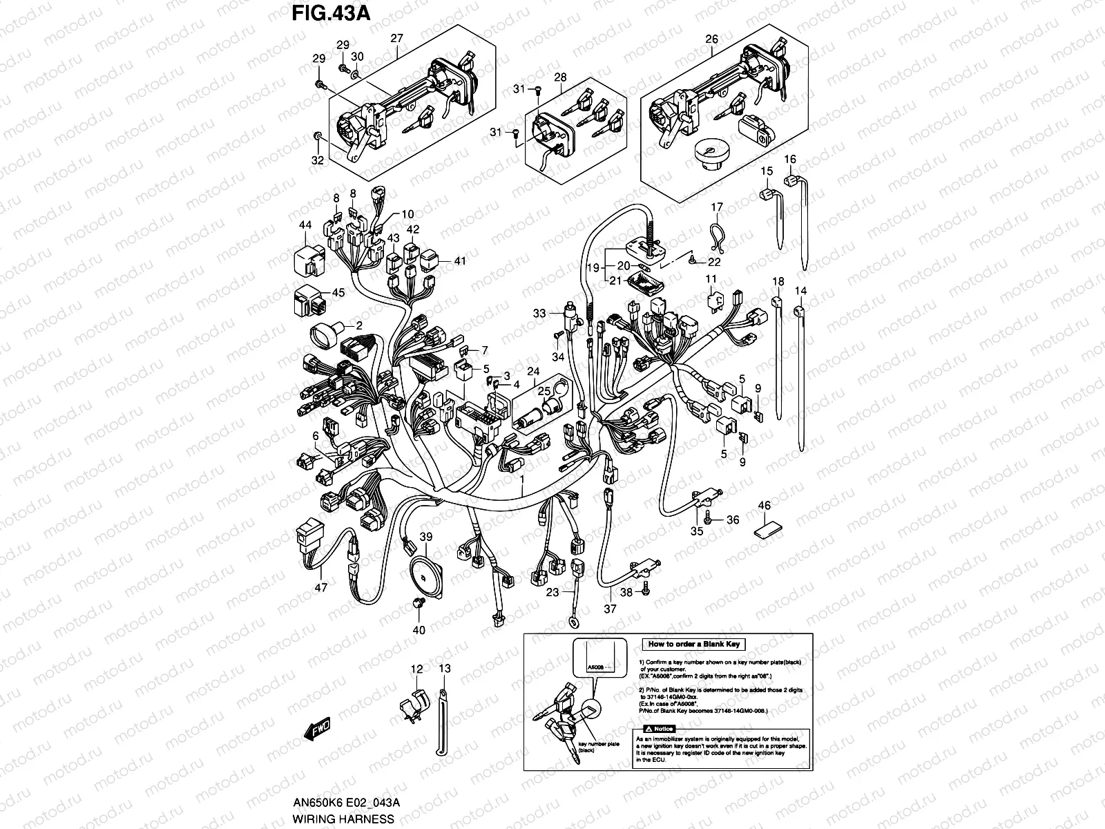 43A - WIRING HARNESS (AN650AZK8 E02/E19)