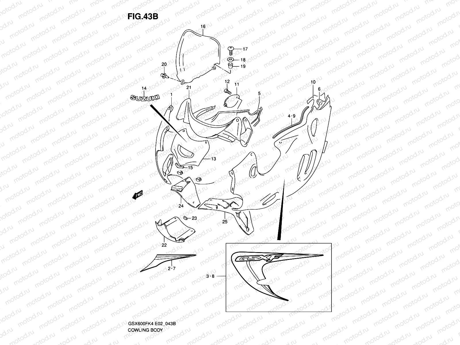 43B - COWLING BODY (MODEL K6)