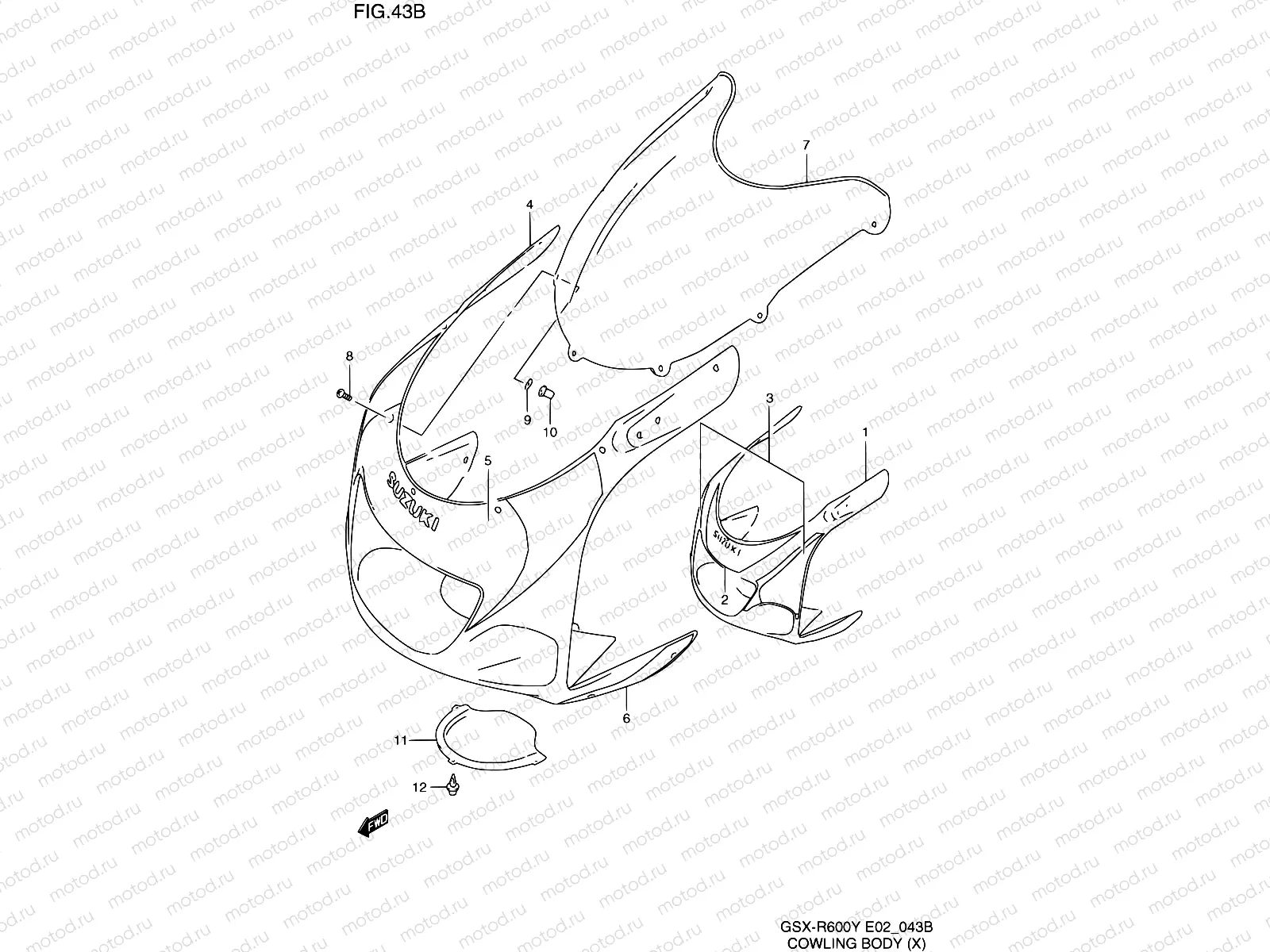 43B - COWLING BODY (MODEL X)