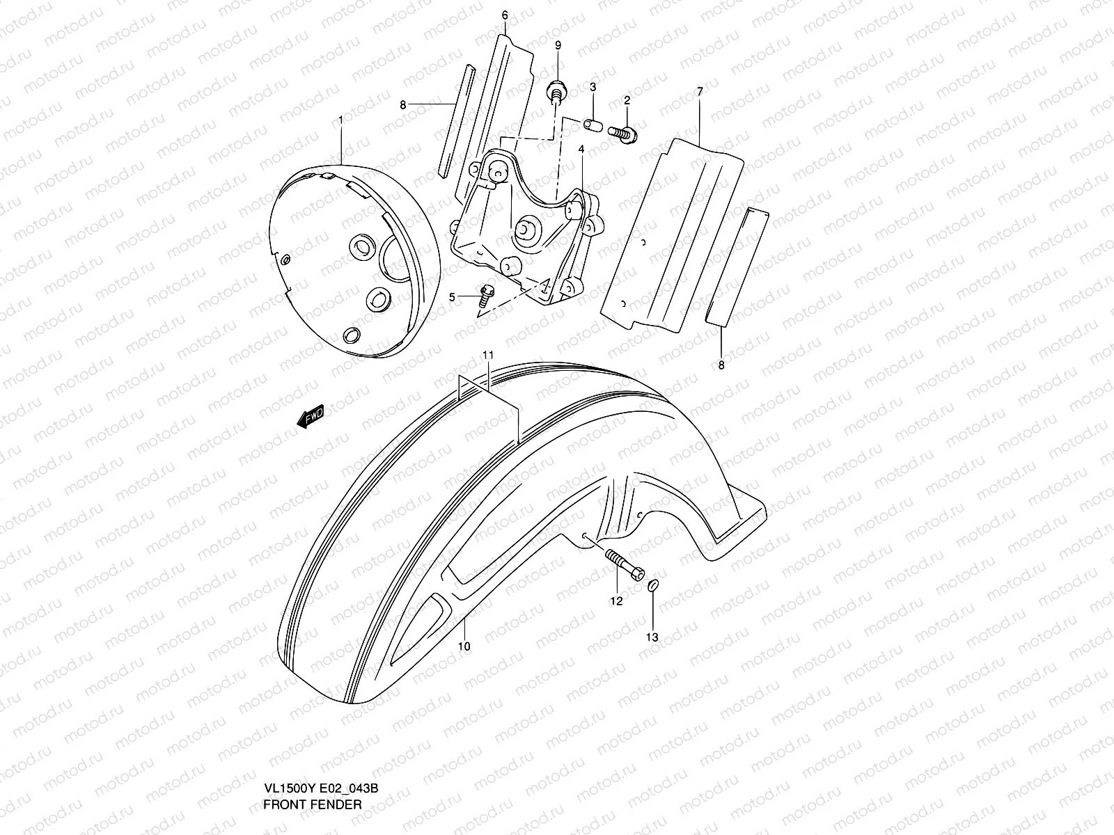 43B - FRONT FENDER (MODEL K2)