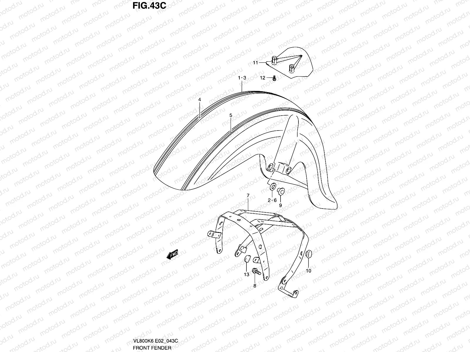 43C - FRONT FENDER (MODEL L0)