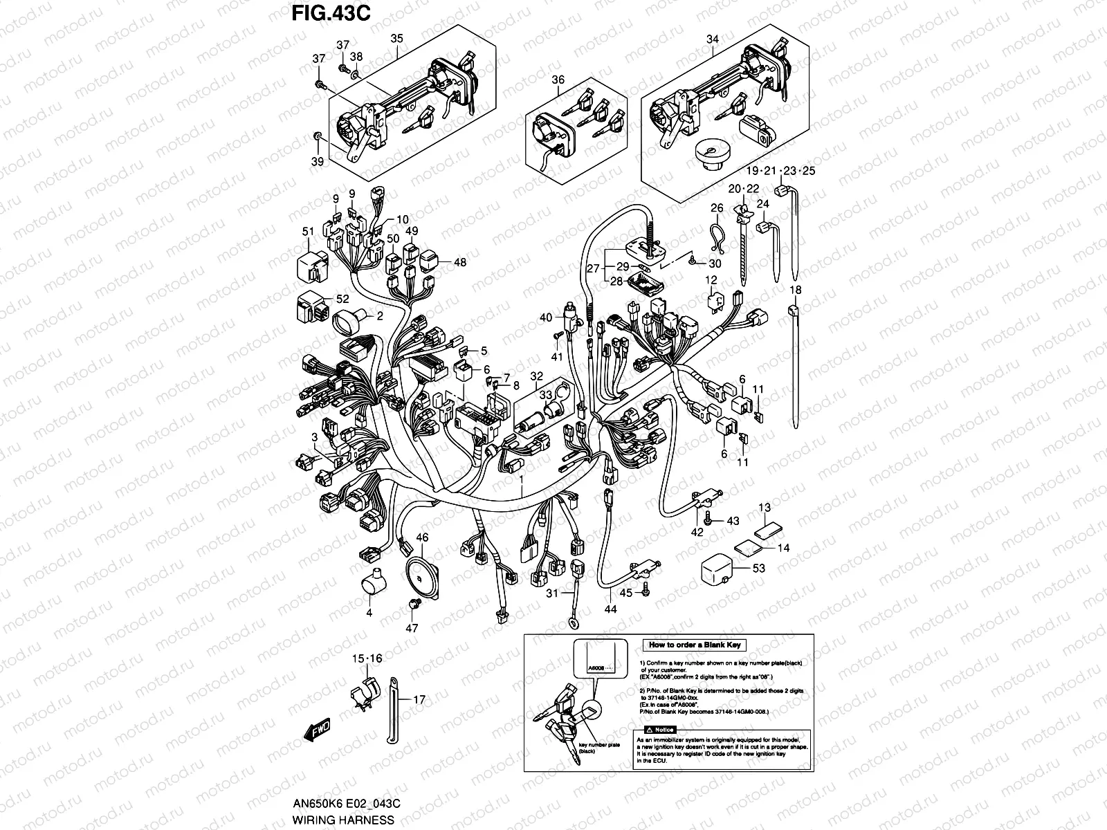 43C - WIRING HARNESS (AN650AK9/AL0 E51)