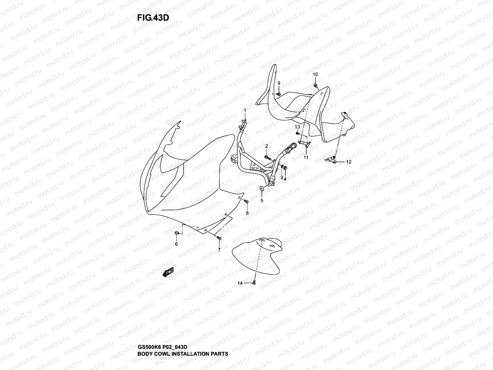 43D - BODY CWL. INSTALLATION PARTS  (GS500F/FU)