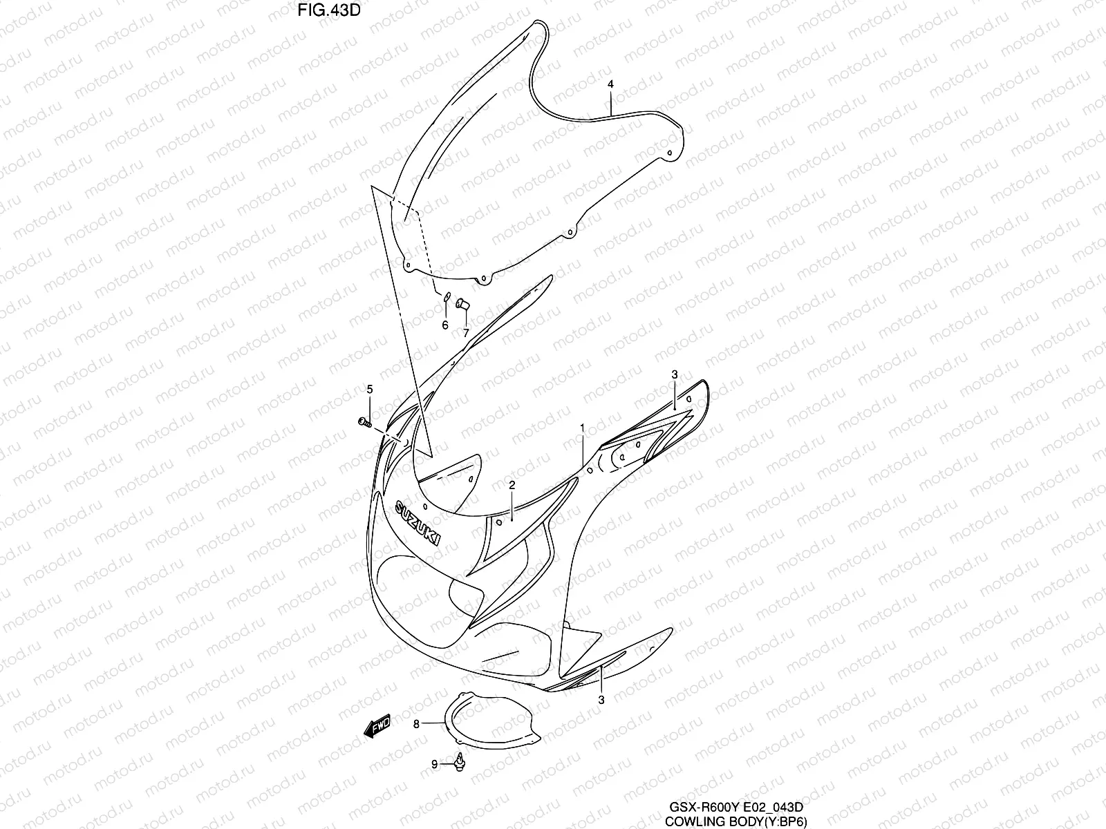 43D - COWLING BODY (MODEL Y FOR BP6)