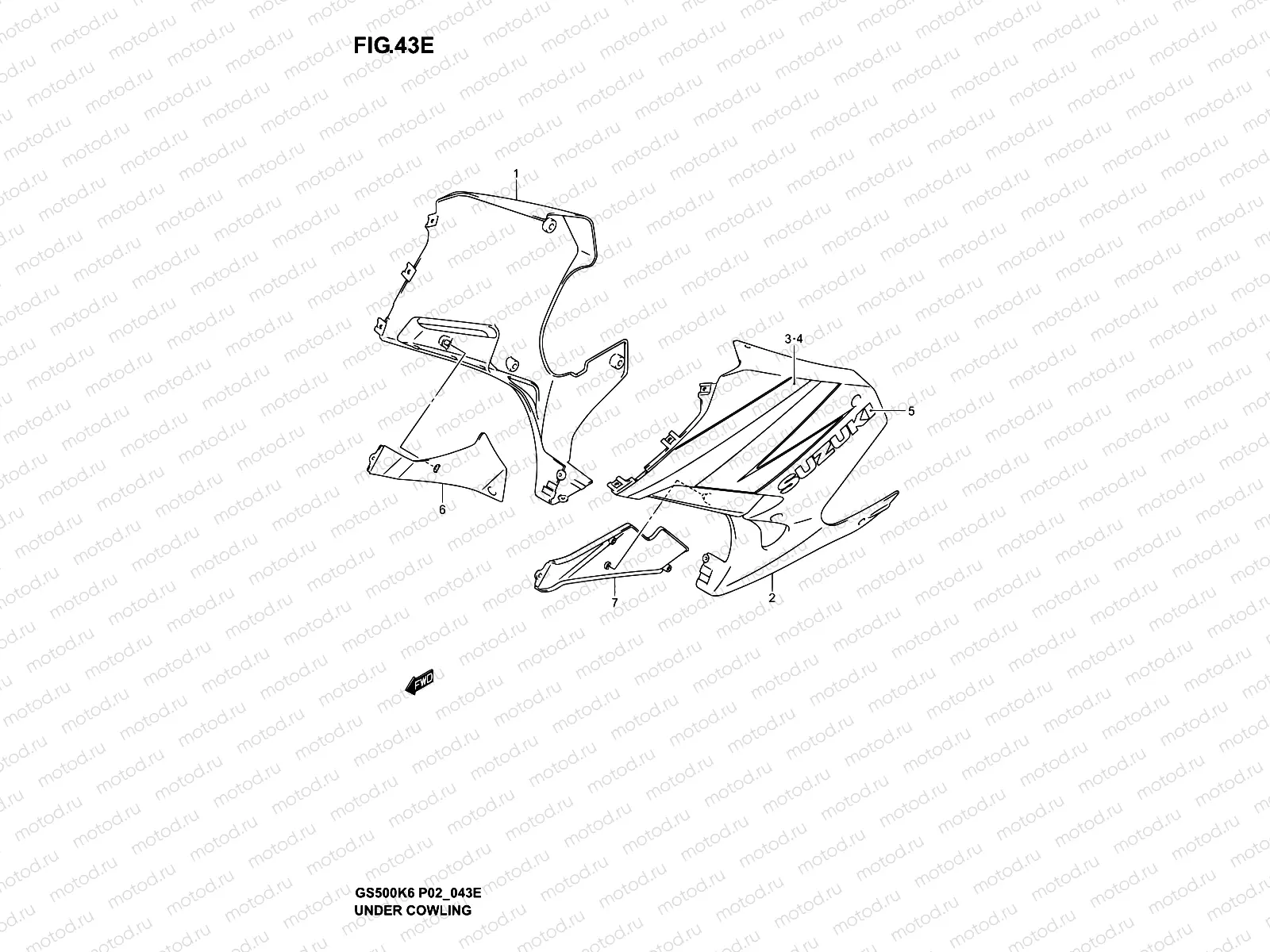 43E - UNDER COWLING  (GS500FK4/FUK4)