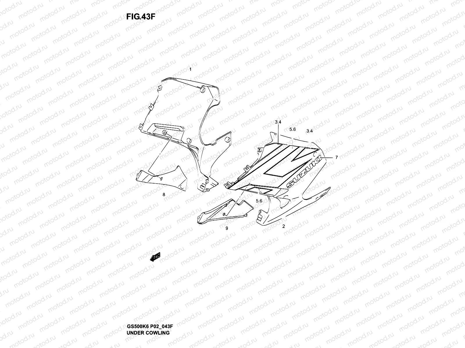 43F - UNDER COWLING  (GS500FK5/FUK5)