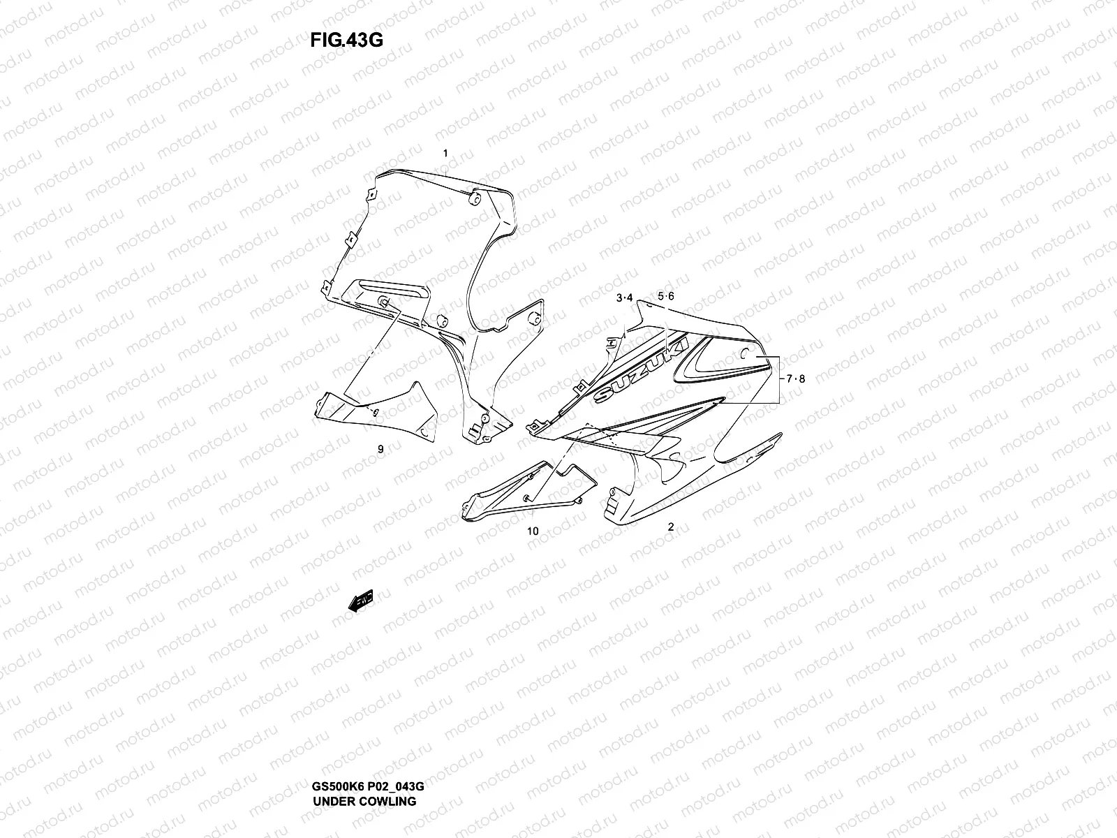 43G - UNDER COWLING  (GS500FK6/FUK6)