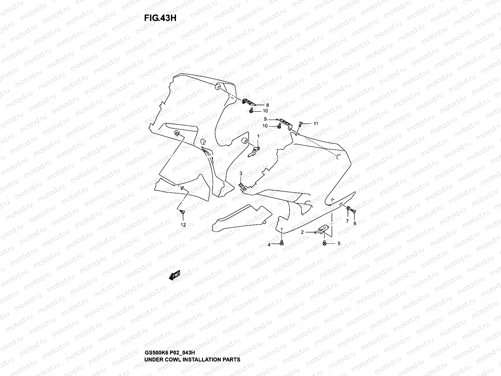 43H - UNDER COWLING INSTALLATION PARTS (GS500FK4/K5/K6/FUK4/K5/K6)