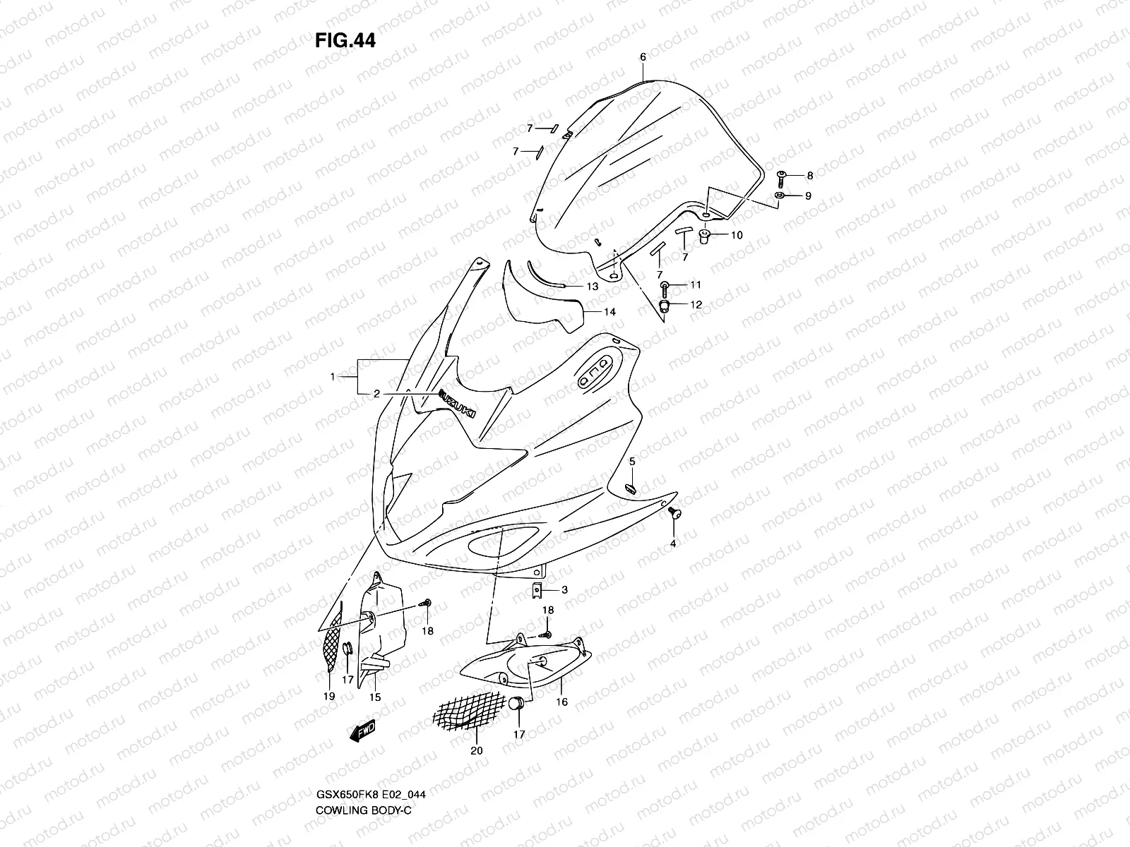 44 - COWLING BODY (MODEL K8/K9)