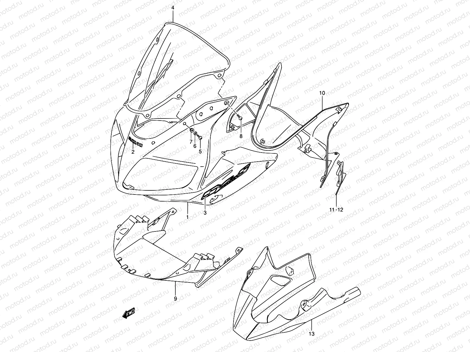 44 - COWLING BODY (SV1000S/S1/S2 K3/K4)