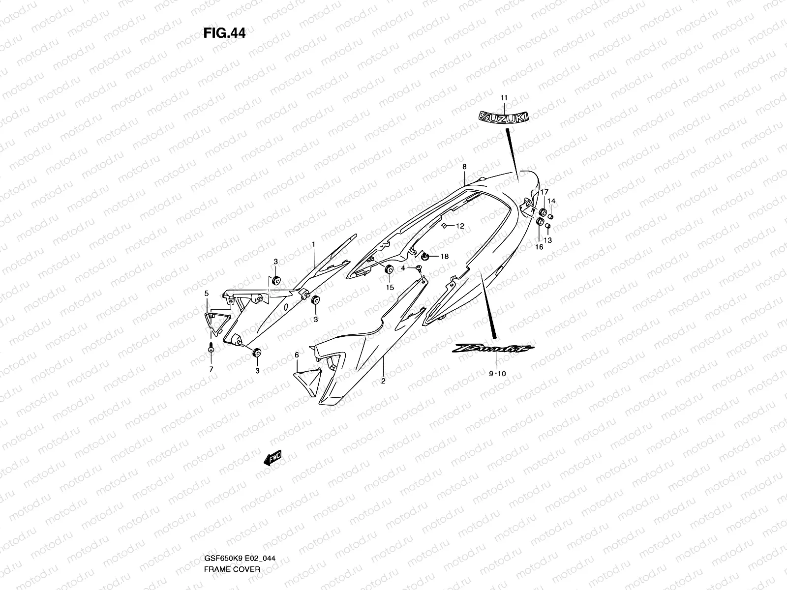 44 - FRAME COVER (WITHOUT COWLING)