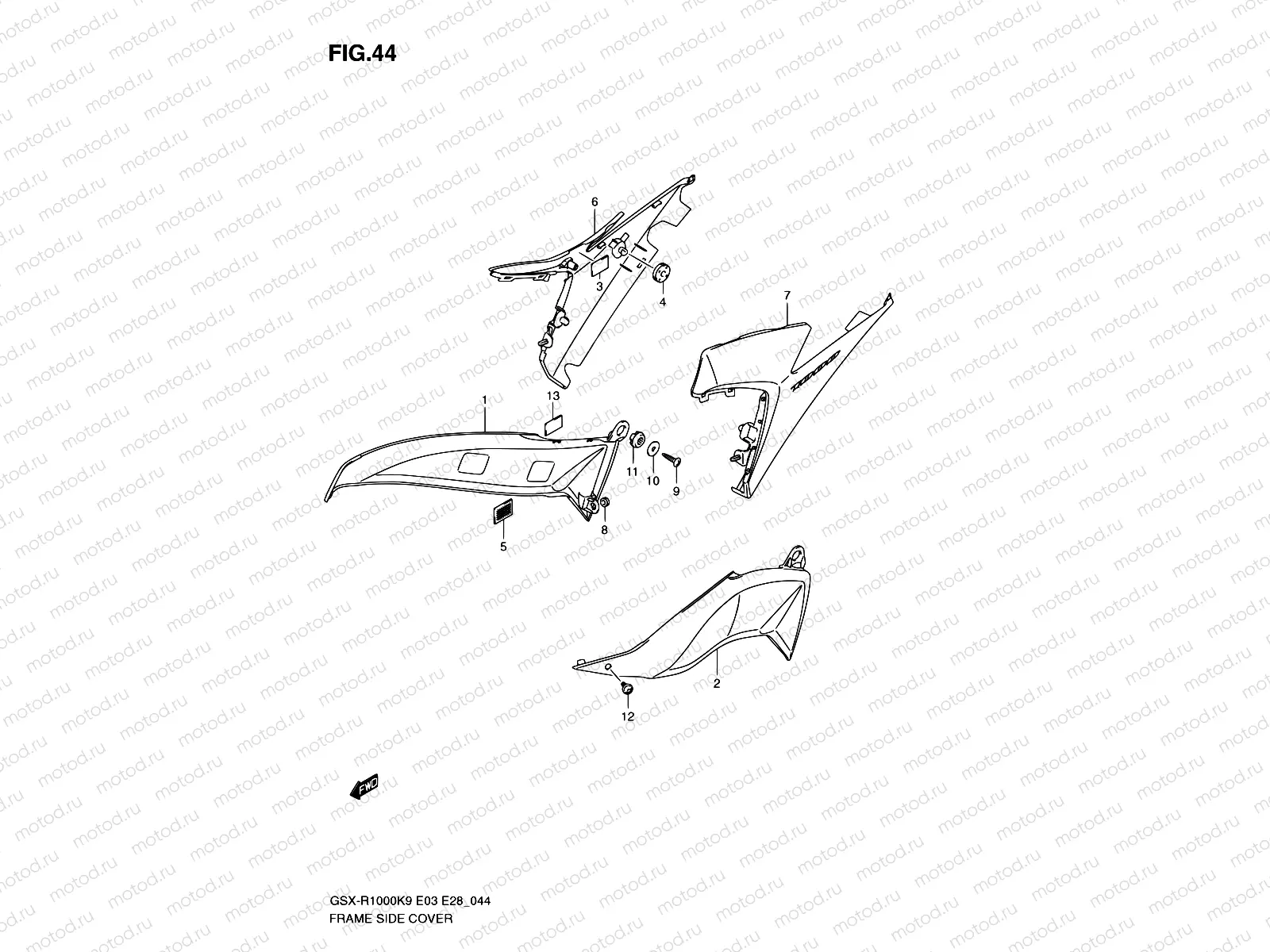 44 - FRAME SIDE COVER (MODEL K9)