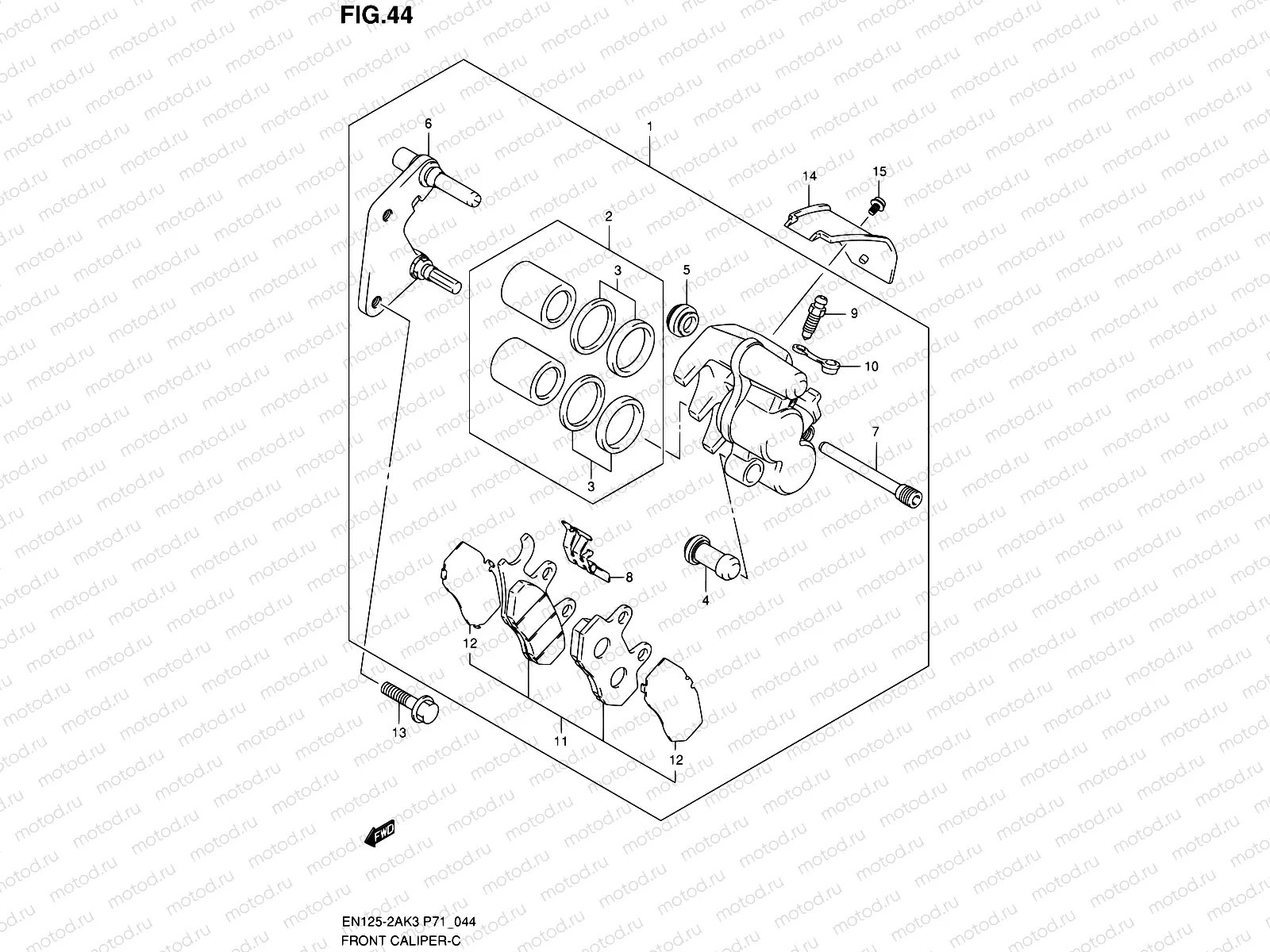 44 - FRONT CALIPER (EN125-2AK3/-2AK7/-2AK8)