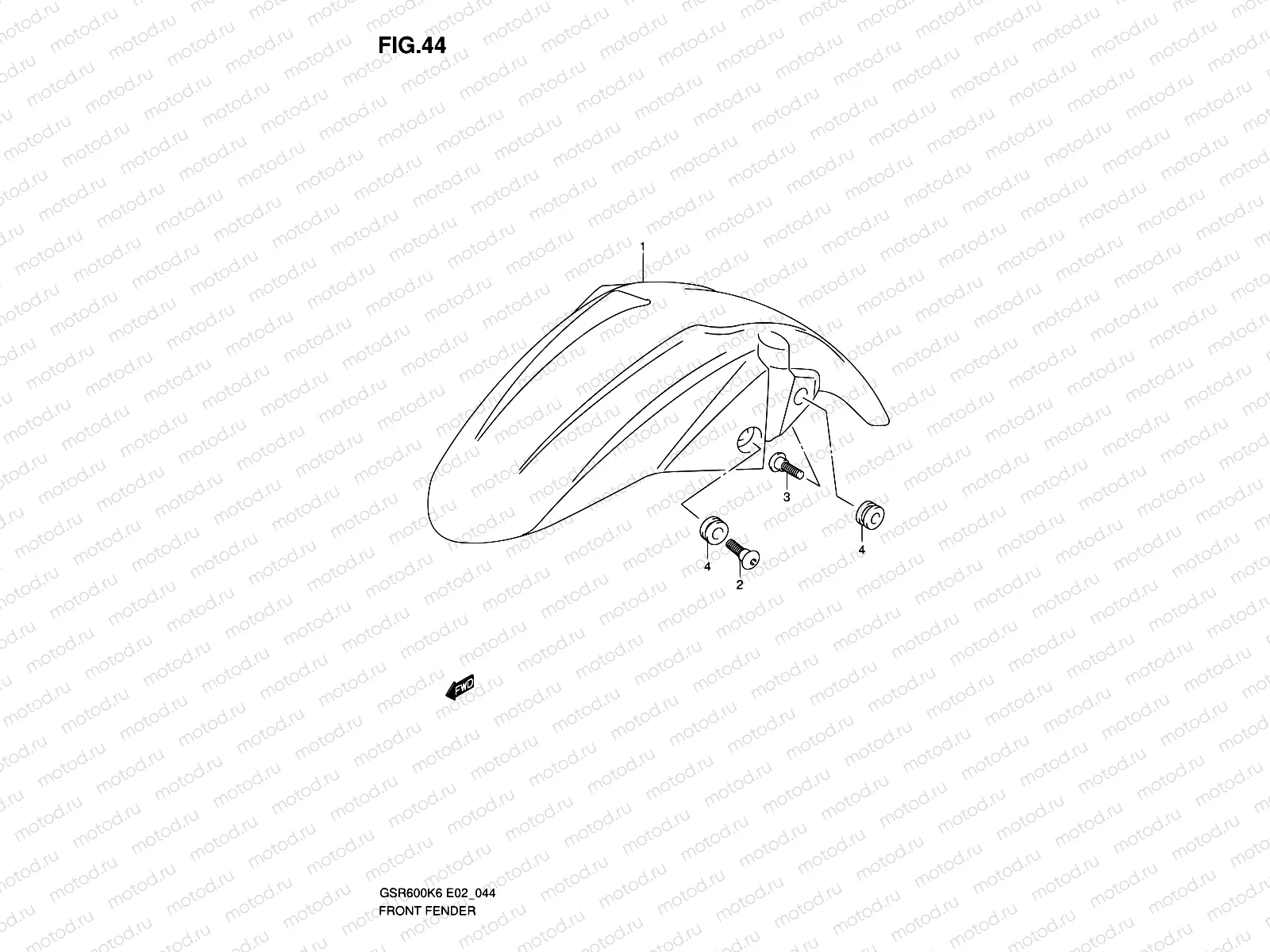44 - FRONT FENDER (GSR600K6/UK6/K7/UK7)