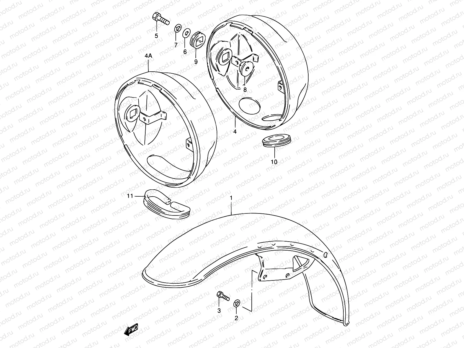 44 - FRONT FENDER - HEADLAMP HOUSING