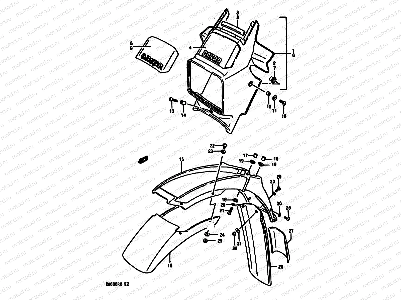 44 - FRONT FENDER (MODEL H/J/K E15,E16,E17,E18,E22,E24)