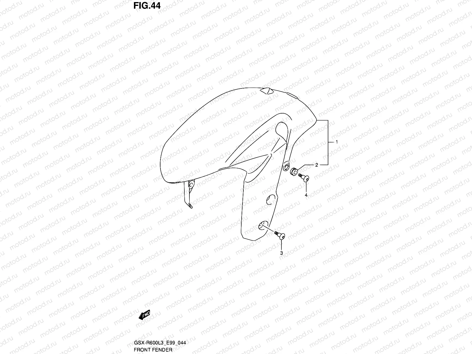 44 - FRONT FENDER (WITH REFLECTOR)