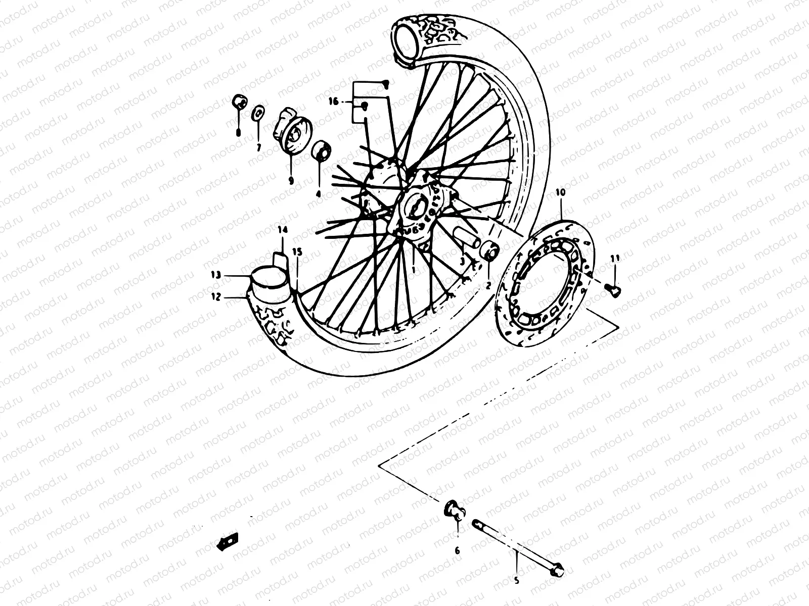 44 - FRONT WHEEL (MODEL E E18 F.NO.106210-/MODEL F/G)