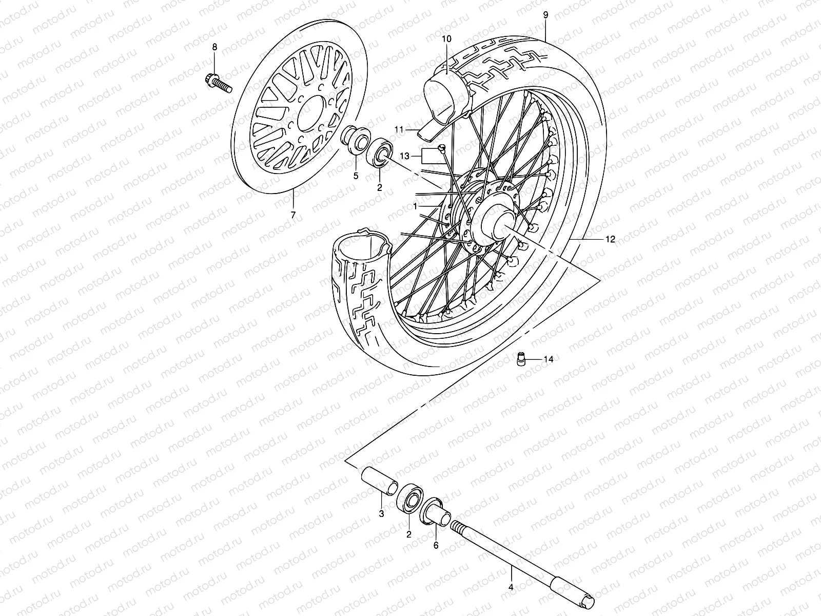 44 - FRONT WHEEL (MODEL Y/K1)