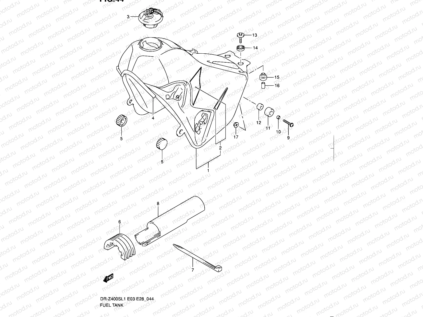 44 - FUEL TANK (DR-Z400SL1 E33)