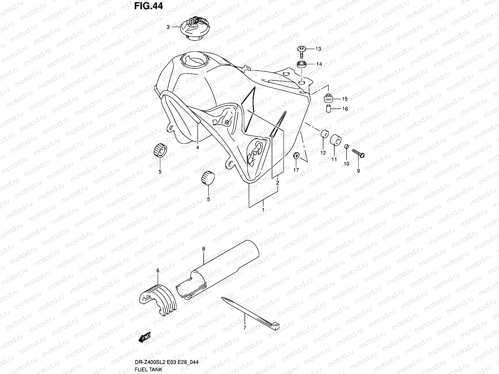 44 - FUEL TANK (DR-Z400SL2 E33)