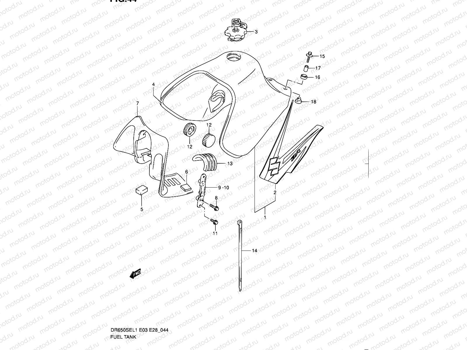 44 - FUEL TANK (DR650SEL1 E33)
