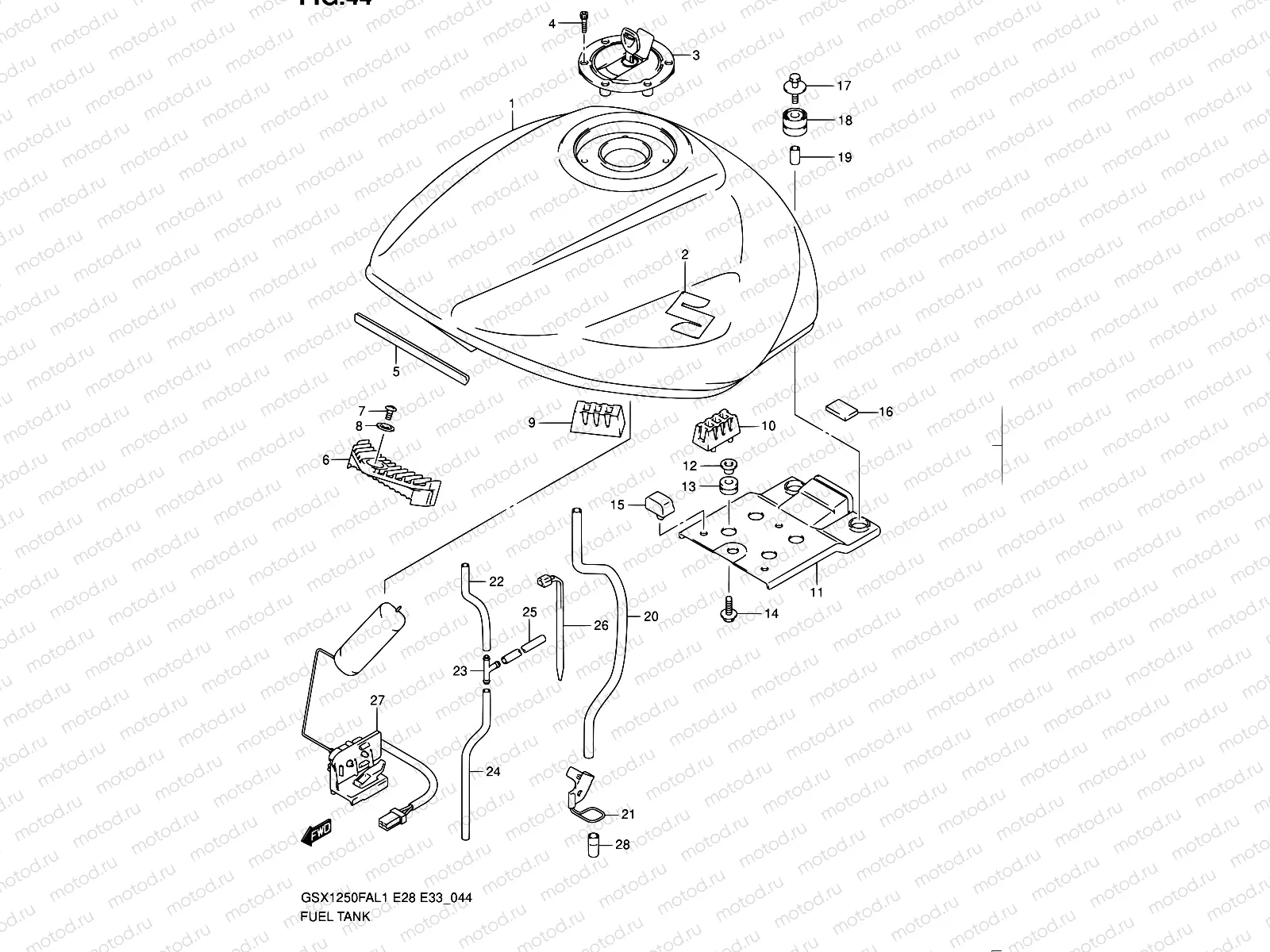 44 - FUEL TANK (GSX1250FAL1 E28)